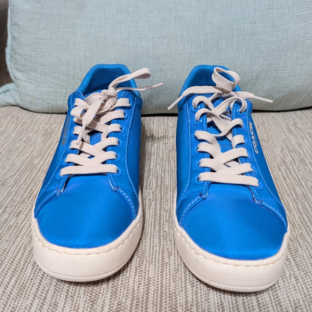Blue Sneakers with White Laces
